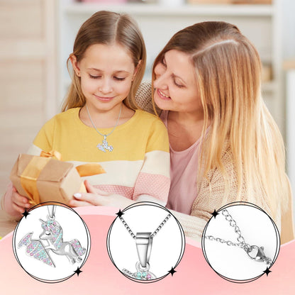 Einhorn Halskette mit Grußkarte für Mädchen, Einschulungsgeschenk