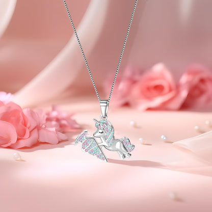 Einhorn Halskette mit Grußkarte für Mädchen, Einschulungsgeschenk
