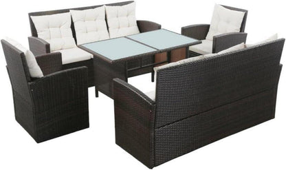 Garten Lounge Set mit Auflagen für 8 Personen Poly Rattan Braun