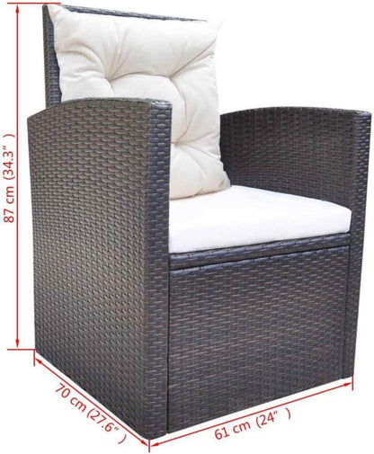 Garten Lounge Set 6 TLG. Poly Rattan Braun Auflagen 7 Personen