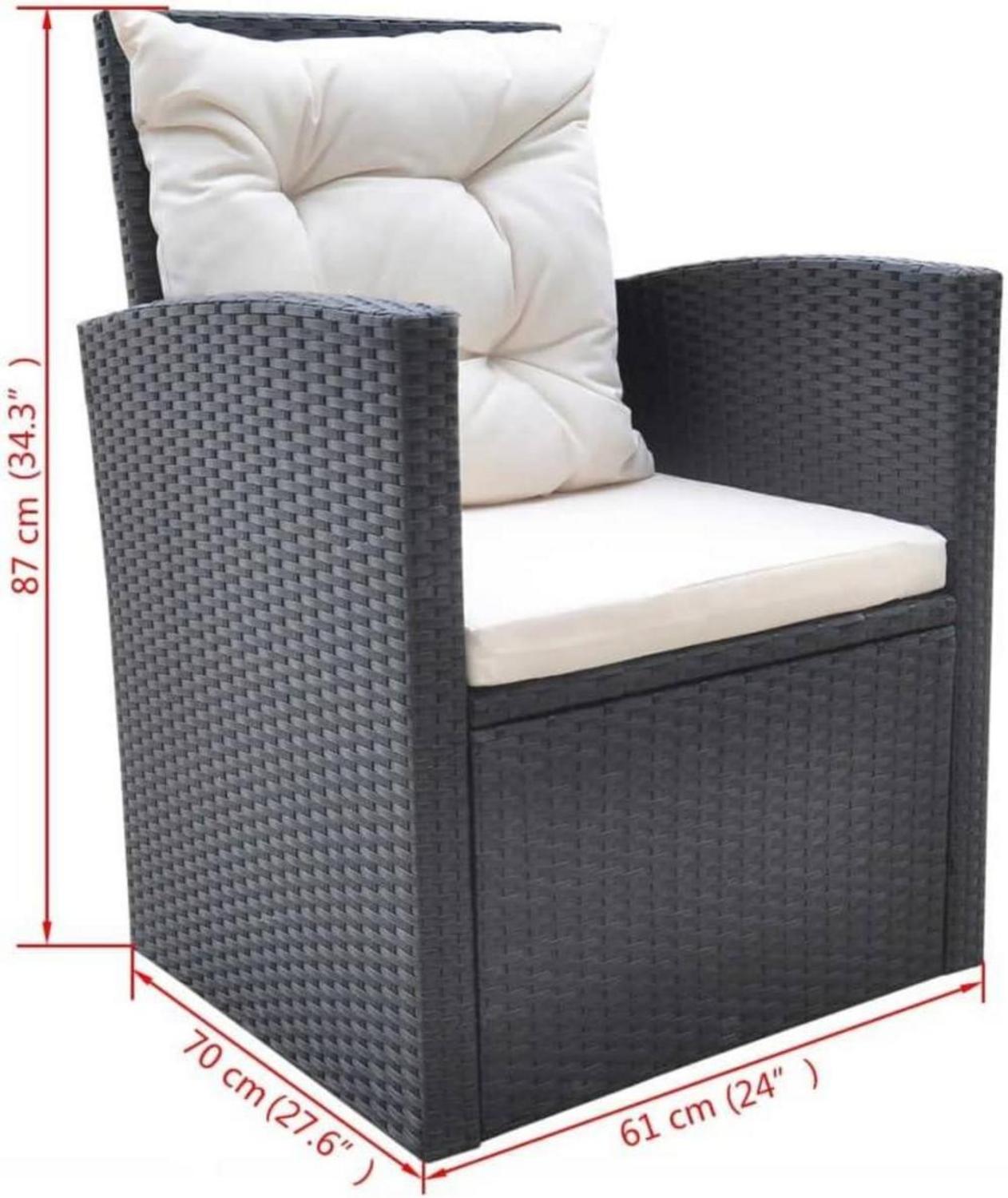 Poly Rattan Garten Lounge Set 8 Personen Schwarz Outdoor Möbel Komplettset