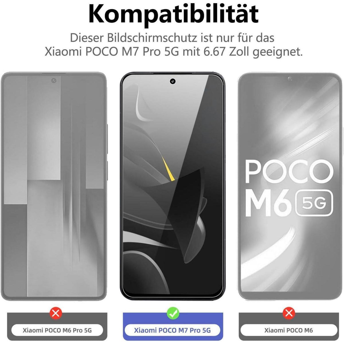 Panzerglas Displayschutzfolie für POCO M7 Pro 5G