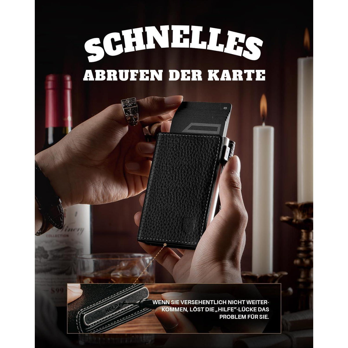 Herren Geldbörse Slim Wallet mit XL Münzfach und RFID Schutz