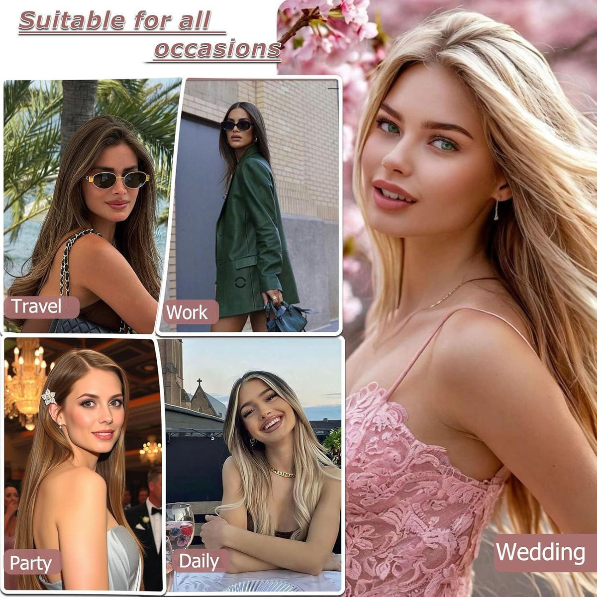 Platinblond Haarverlängerung Clip-in 65cm – Synthetisch & Wiederverwendbar