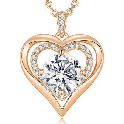 Silber Herz Halskette Damen Moissanite 3 Karat Rosé Vergoldet