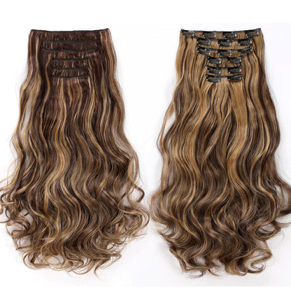 48cm Clip-in Haarverlängerung gewellt, mittelbraun & dunkelblond