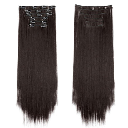 Haarverlängerung Clip-in glatt, 65cm, Maronenbraun
