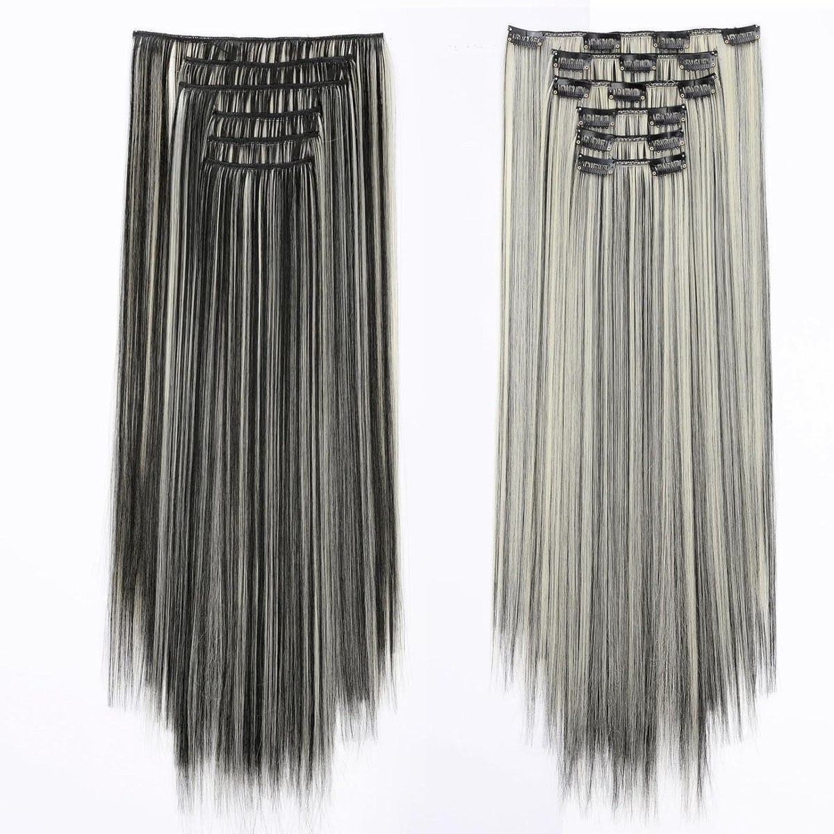 Haarverlängerung Clip-in glatt 65cm – Schwarz & Blond