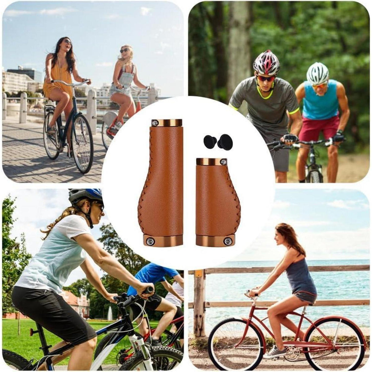 Ergonomische Fahrradgriffe & Aluminium – Stoßdämpfend & Rutschfest in Lederoptik
