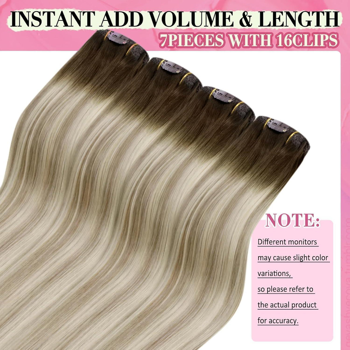 Clip-in Echthaar Extensions Balayage Dunkelbraun Blond 45cm