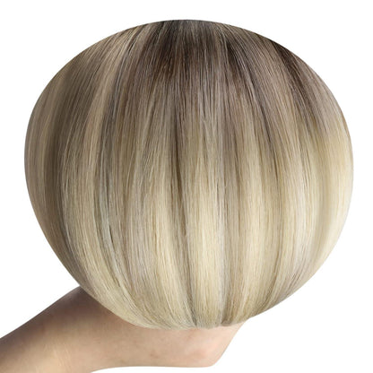 Clip-in Echthaar Extensions Balayage Dunkelbraun Blond 45cm