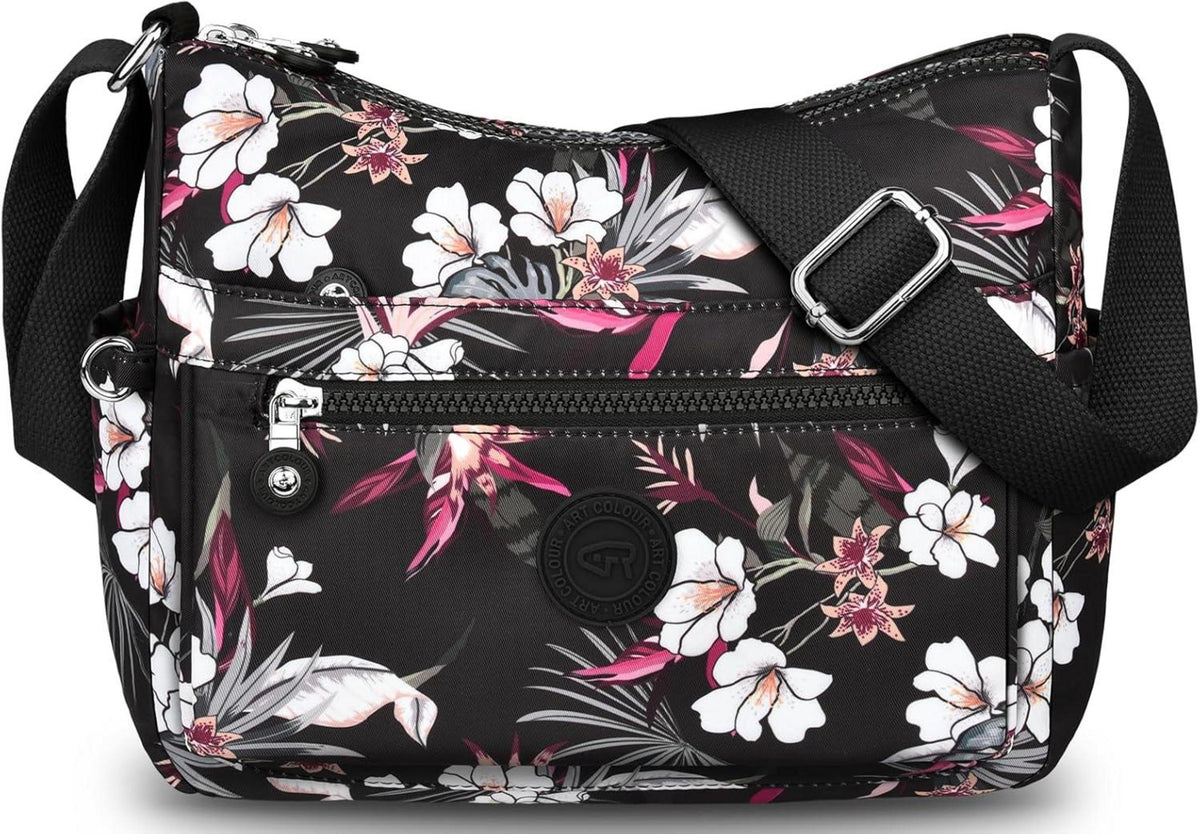 Umhängetasche Damen Mittelgroß Wasserdicht Nylon Crossbody Bag Fächern