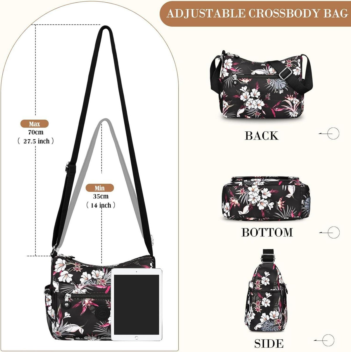 VOBUKE Umhängetasche Damen Wasserdicht Nylon Crossbody Bag