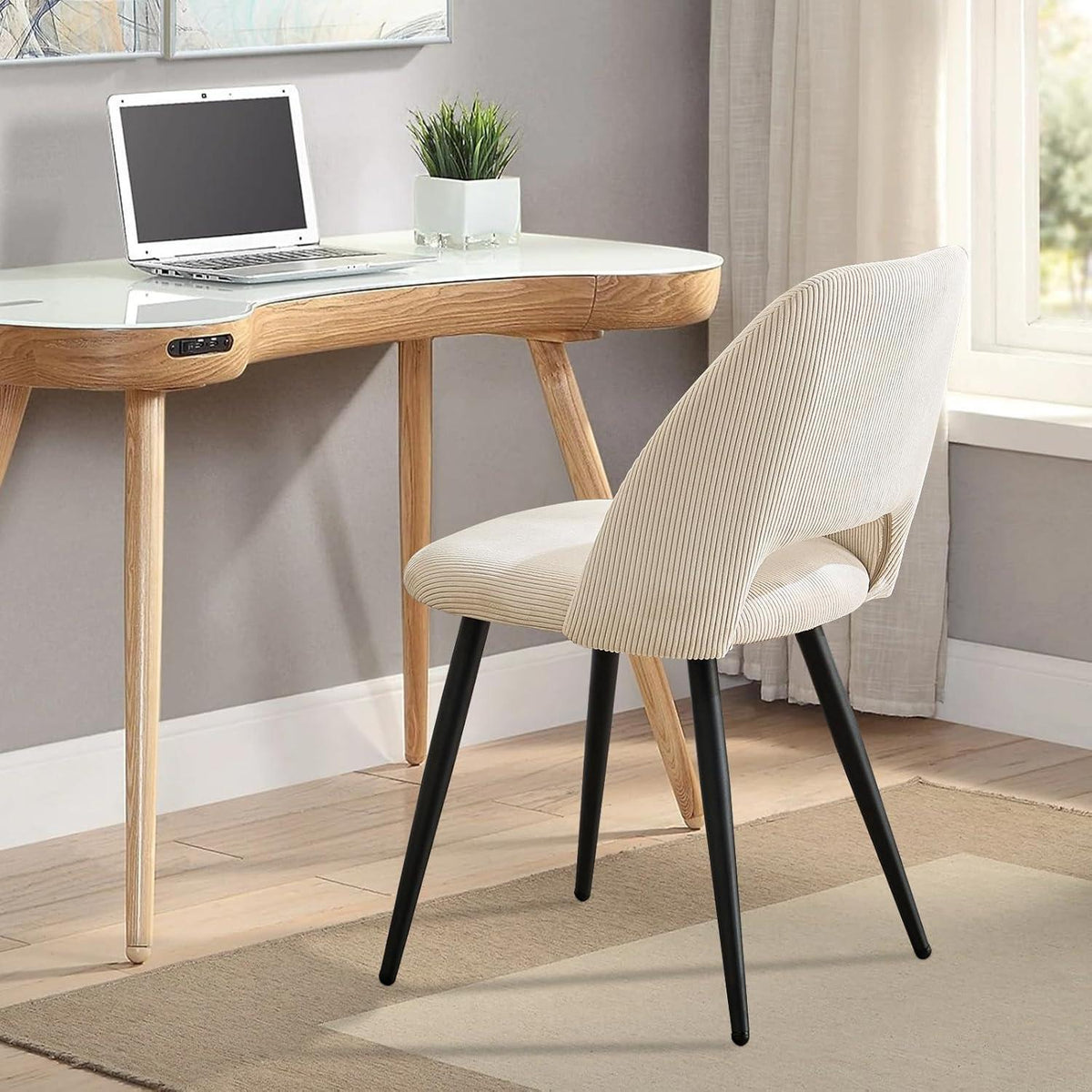 Esszimmerstühle 2er Set, Samt, Beige – Modern & Komfortabel