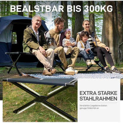 XXL Feldbett 214cm extra breit, 300kg belastbar, grau