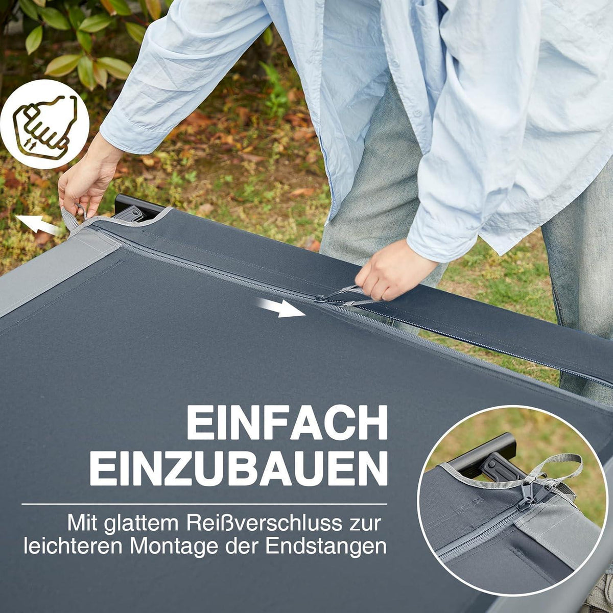 XXL Feldbett 214cm extra breit, 300kg belastbar, grau