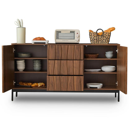 Sideboard Eiche Dunkel 150cm | 2 Türen, 3 Schubladen & Verstellbare Regale