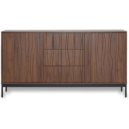 Sideboard Eiche Dunkel 150cm | 2 Türen, 3 Schubladen & Verstellbare Regale