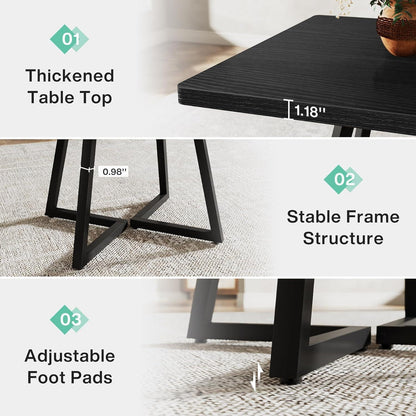 Kleiner Esstisch 80x80 cm Holz Metall Schwarz – Küchentisch für 2-4 Personen