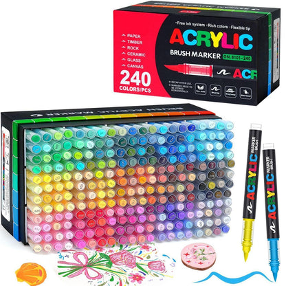 Acrylstifte Set 240 Farben – Wasserfest für Stein, Holz & mehr