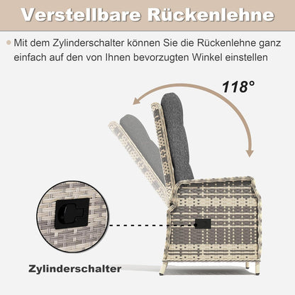 Trumbeak Polyrattan Lounge Set mit verstellbarer Rückenlehne - 5 Personen Terrassenmöbel aus Gartensofa, Sessel, Tisch
