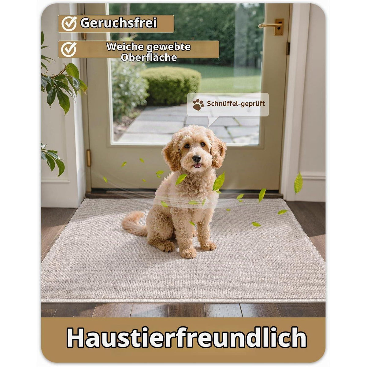 Fußmatte Beige 120x180cm - Waschbar & Faltbar für Innen & Außen