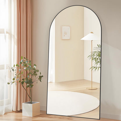 Gewölbter Standspiegel Schwarz 180x80 cm – Kratzfest & Bruchsicher