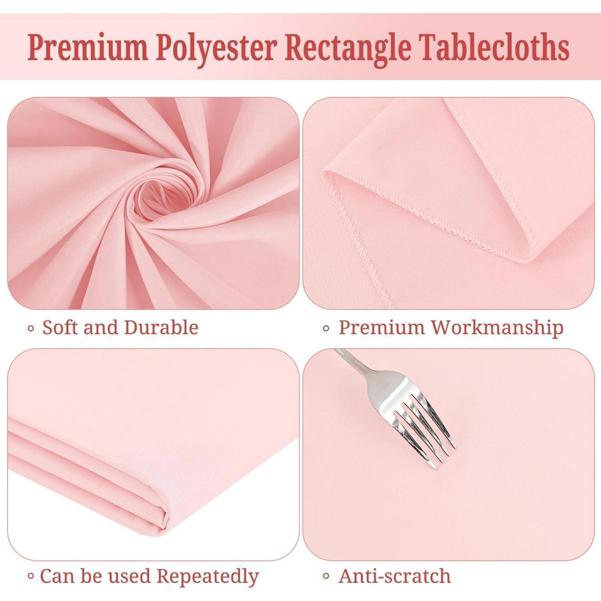 Rosa Tischdecke 10er-Pack – Rechteckig 1,8m – Fleckenresistent
