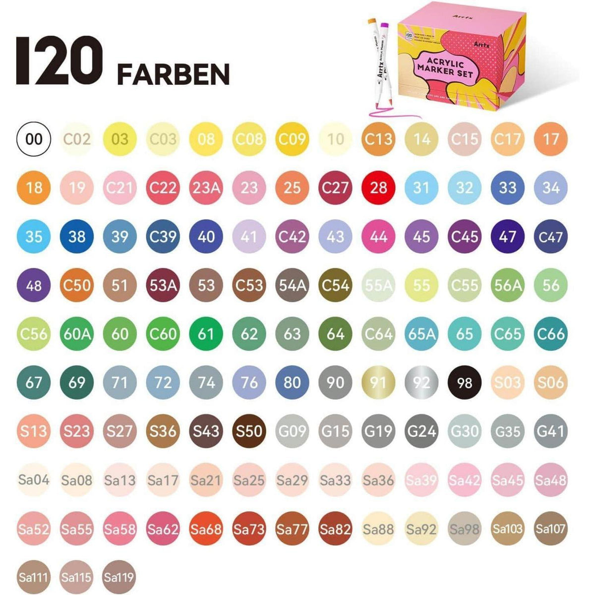 120 Acrylmarker Set für Steine, Glas & Basteln – Wasserfest & Vielseitig