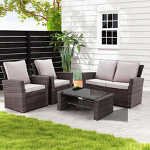 Rattan Gartenmöbel Set wetterfestes PE-Rattan Couchtisch und Kissen