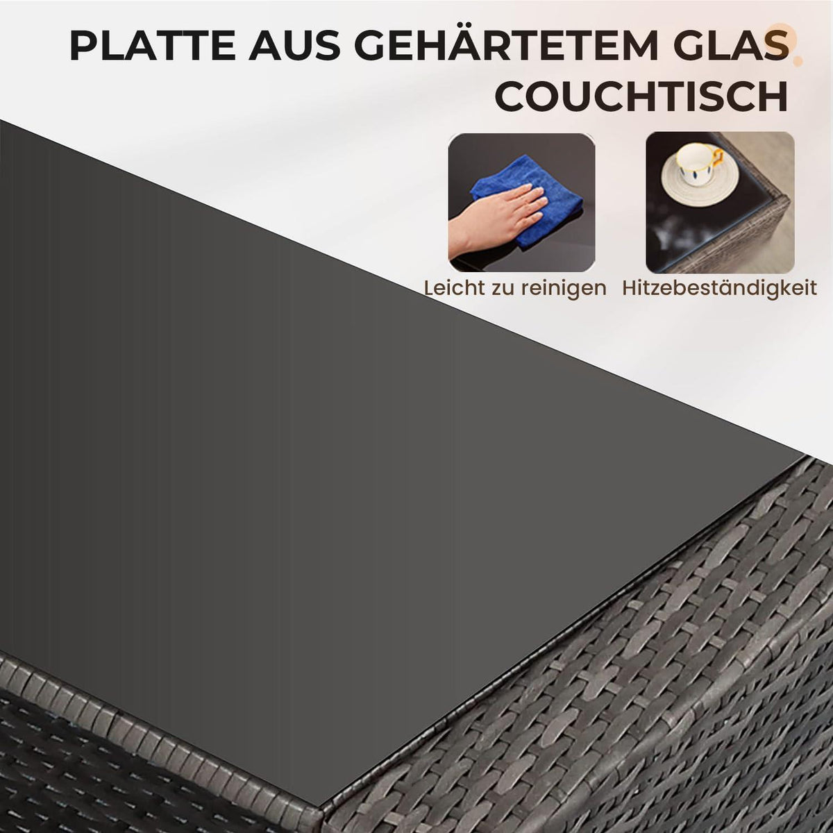 Rattan Gartenmöbel Set 4-teilig wetterfestes PE-Rattan grau