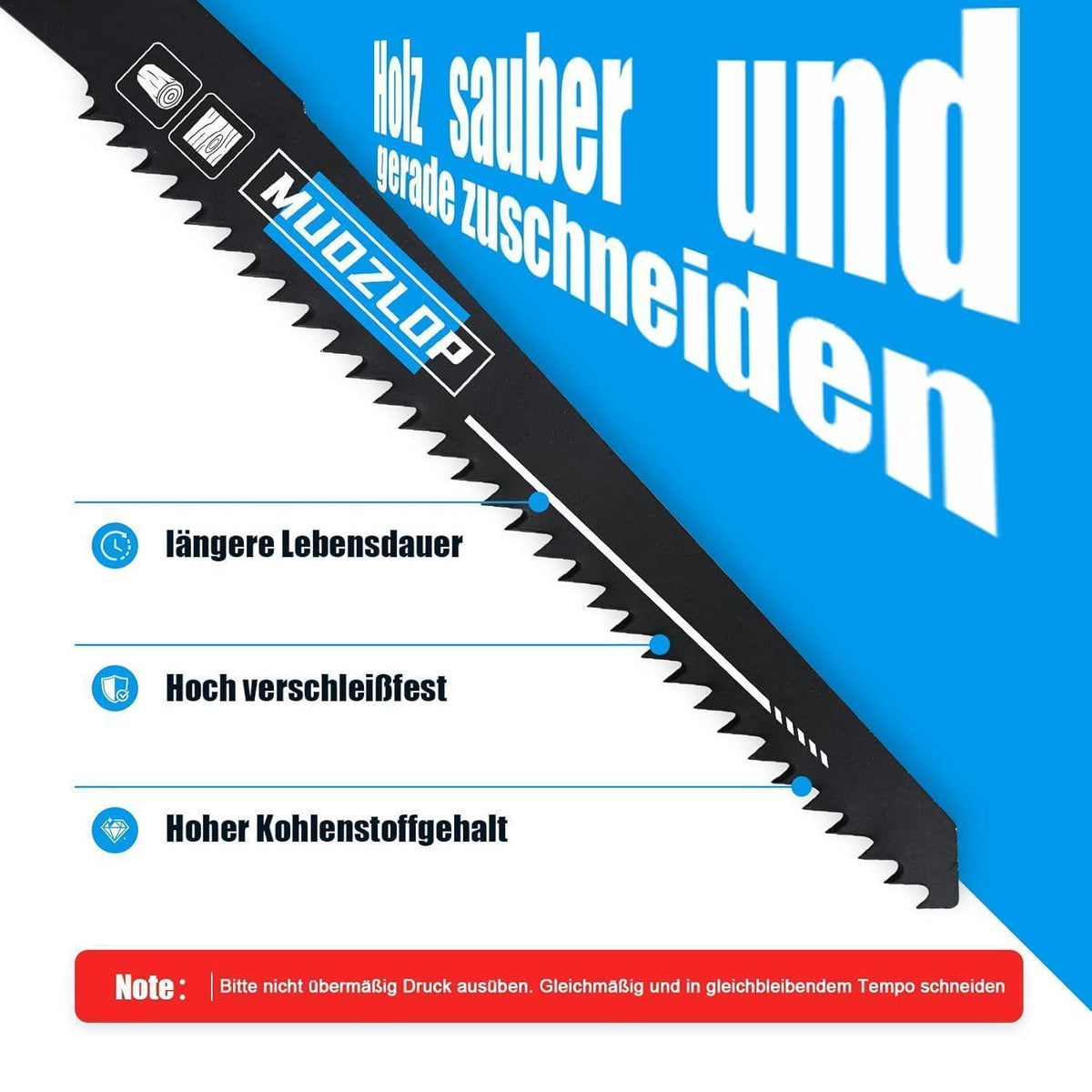 Säbelsägeblätter Set 5 Stück 225mm 6 TPI für Holz