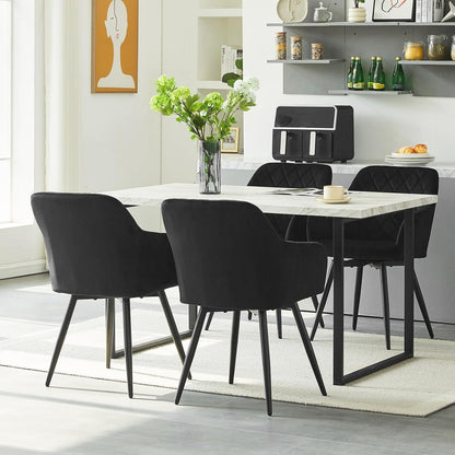 Drehbarer Esszimmerstuhl Set 4er – Samt Schwarz