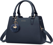Handtasche Damen Mittelgroß Leder Henkeltasche Dunkelblau Elegante