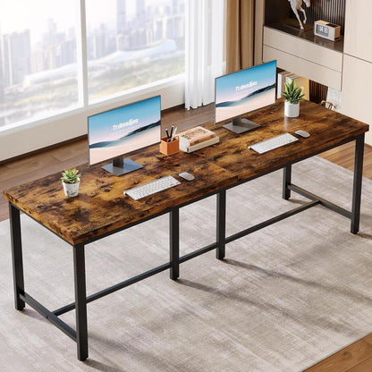 Extralanger Computertisch für 2 Personen – 200x60 cm, Vintage Braun