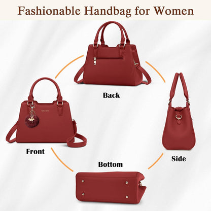 IGOLUMON Damen Handtasche Mittelgroß Leder Henkeltasche Rot