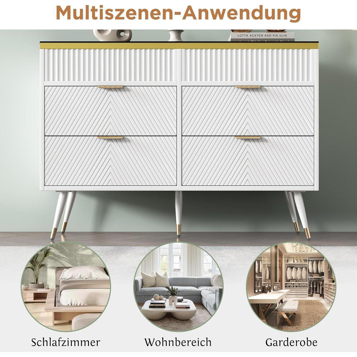 Bernstein Glas Kommode mit 6 Schubladen & Facheinteilung