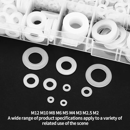 810x Nylon Unterlegscheiben Set Weiß M2-M12 mit Aufbewahrungsbox