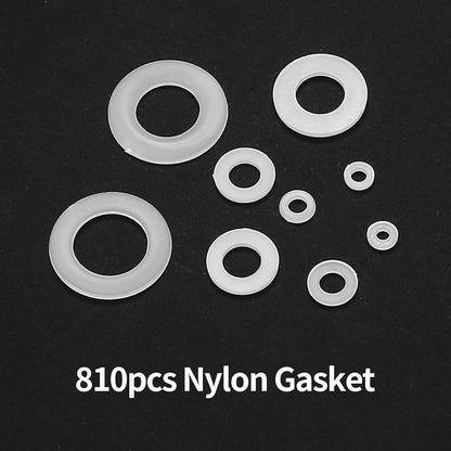 810x Nylon Unterlegscheiben Set Weiß M2-M12 mit Aufbewahrungsbox