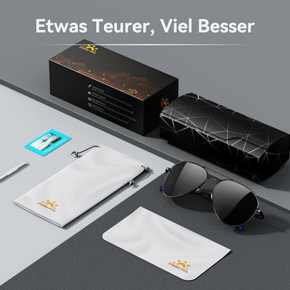 Piloten Sonnenbrille Herren Damen Polarisiert Metall Retro UV400