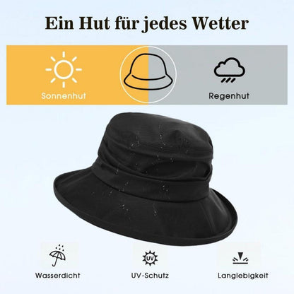 Faltbarer Damen Regenhut mit Kinnband & UPF50+ Schutz