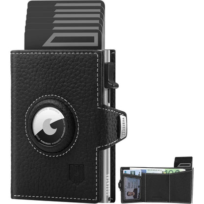 Smart Wallet mit Münzfach, RFID-Schutz, Leder, Schwarz Silber