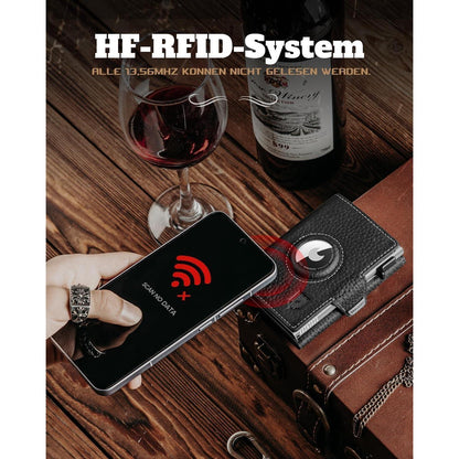 Smart Wallet mit Münzfach, RFID-Schutz, Leder, Schwarz Silber