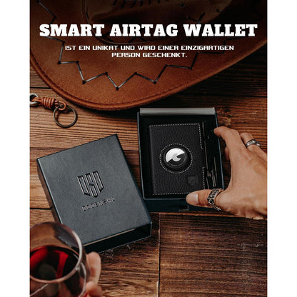 Smart Wallet mit Münzfach, RFID-Schutz, Leder, Schwarz Silber