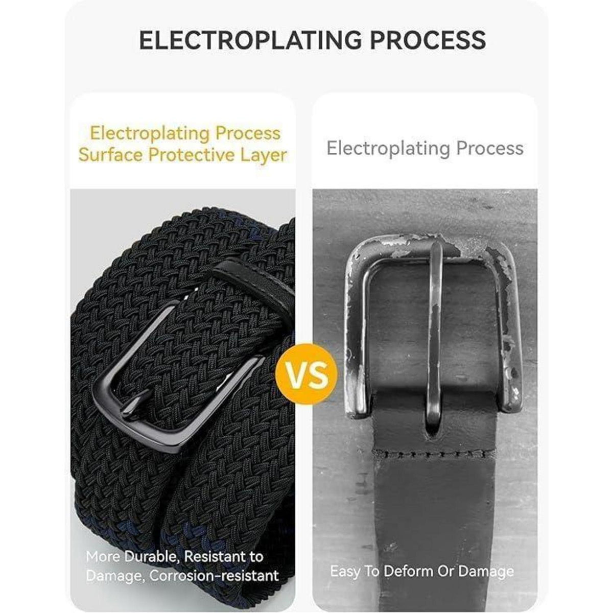 Elastischer Flechtgürtel Herren, Stoff Stretch Gürtel ohne Löcher
