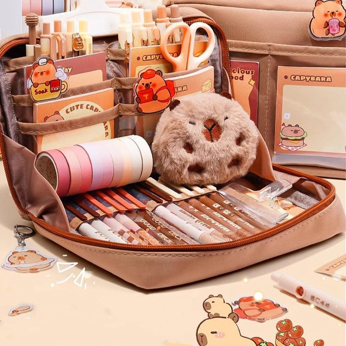 Capybara Schreibwaren Set 54tlg. | Federmäppchen Geschenkset Kinder
