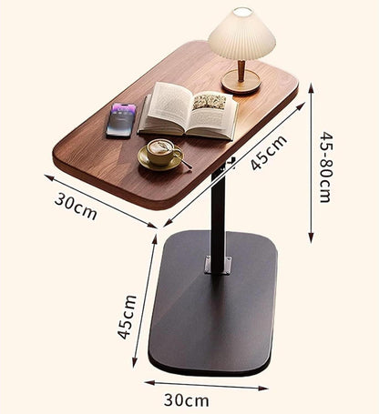 Kleiner Holz Beistelltisch C-Form Höhenverstellbar Schwarz Flip