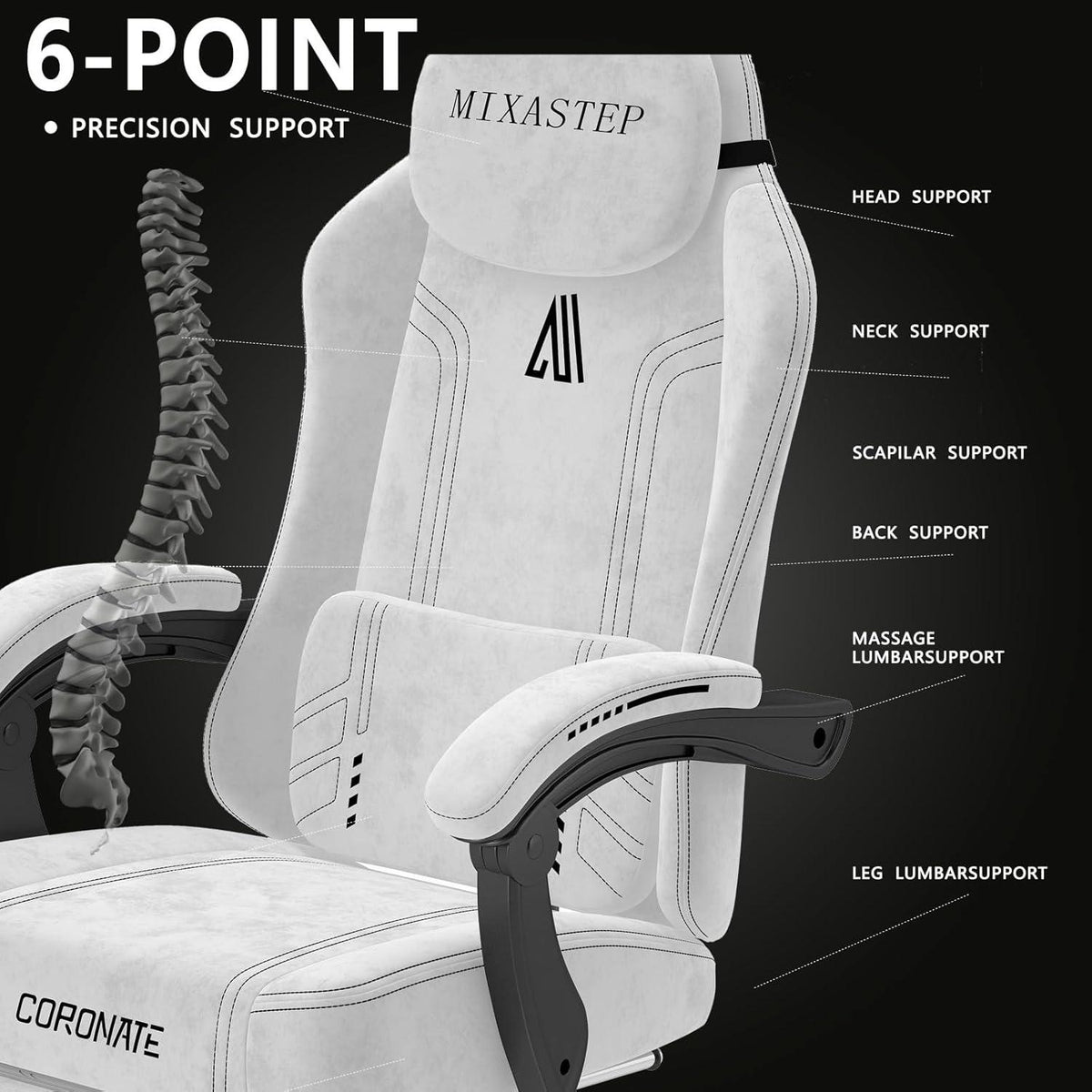 Ergonomischer Gaming Stuhl mit verstellbarer Rückenlehne - PC-Stuhl für