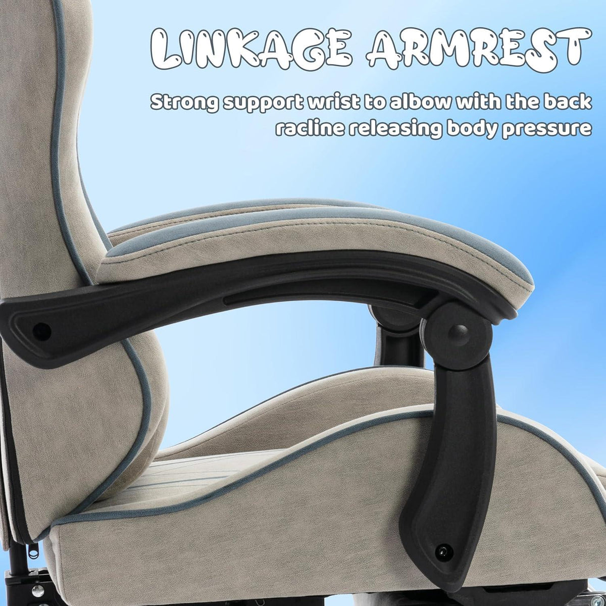 Ergonomischer Gaming Stuhl mit Fußstütze und Kopf- & Lendenkissen - 130kg