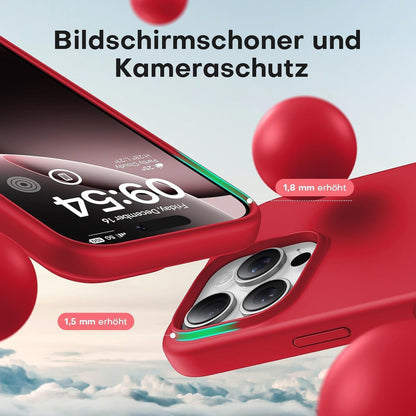 Silikon Hülle für iPhone 16 Pro Max, Rot, Stoßfest